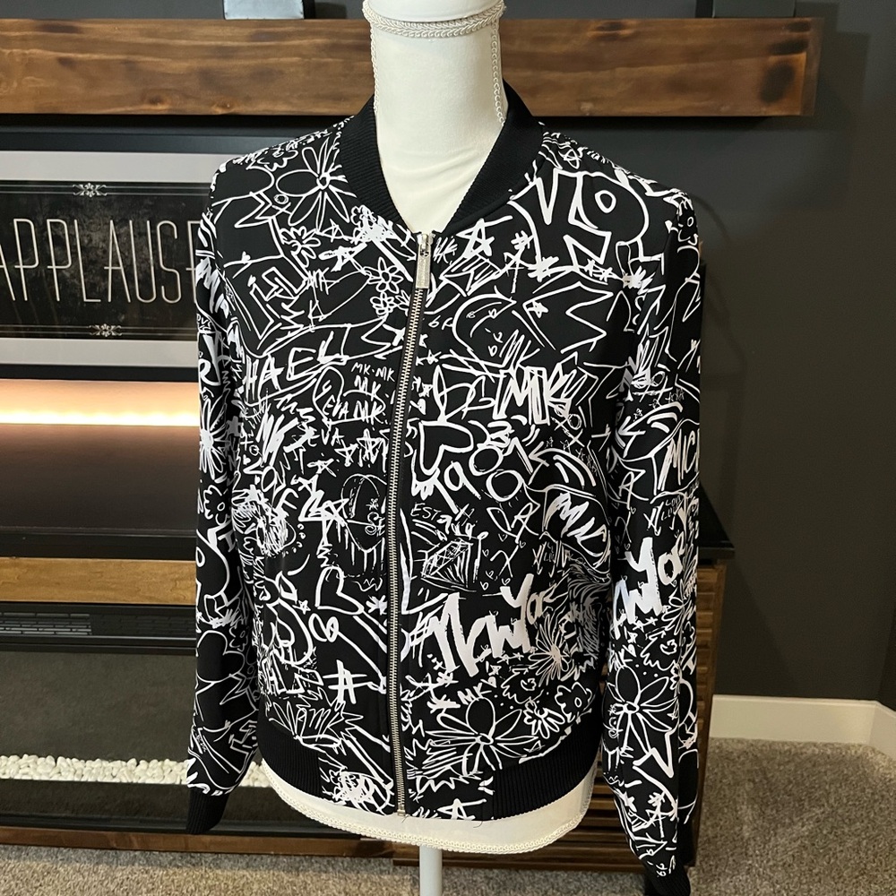 Michael Kors graffiti print bomber jacket